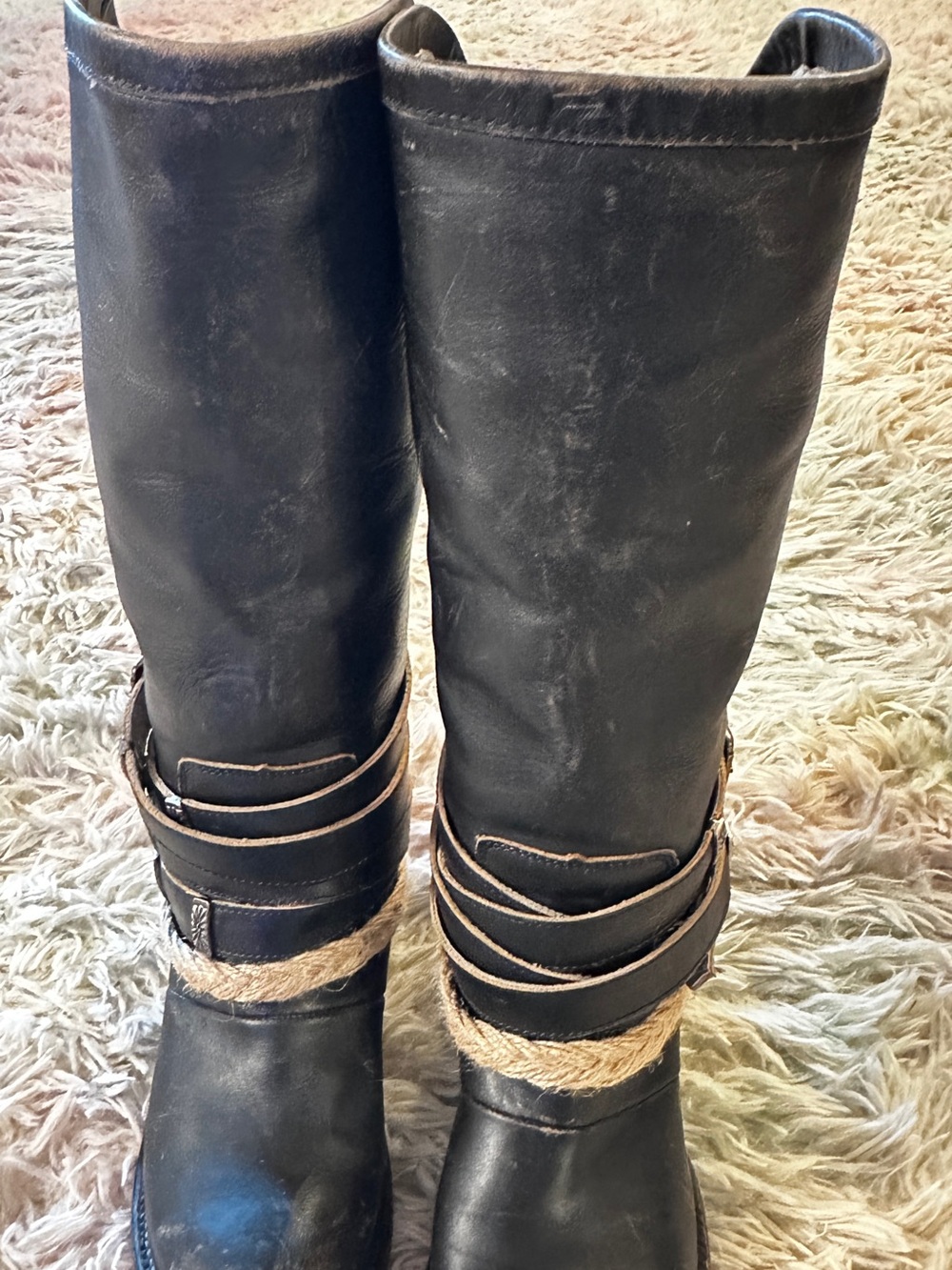 Freebird Drove Distressed Black Leather Boots Size 7 - Picture 7 of 15